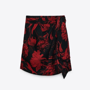 Zara Floral Print Tie Wrap Mini Skirt Size Small